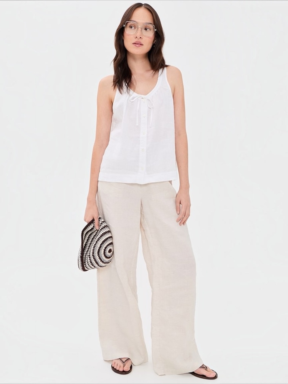 New! ALEX MILL • Sydney Linen Top in White - Picture 12 of 13